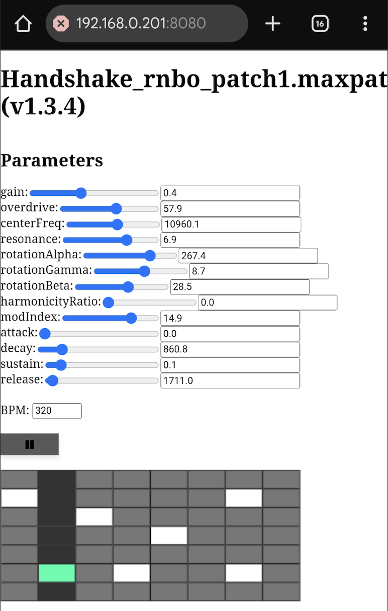 A screenshot of a web app with sliders and controls, shown on a mobile device.